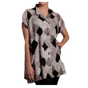 Damee, Inc. Argyle Longline Drapey Vest Shirt Jacket